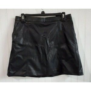 Divided H&M Skirt Womens 10 Black Faux Leather Mini Side Pockets Gothic